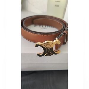 Celine Medium Triomphe belt in natural calfskin Tan